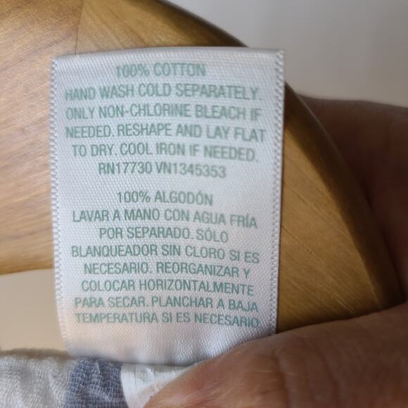 Kana Sol White Blue Stripes Cover Up Button Down Shirt Size Large - Picture 9 of 9